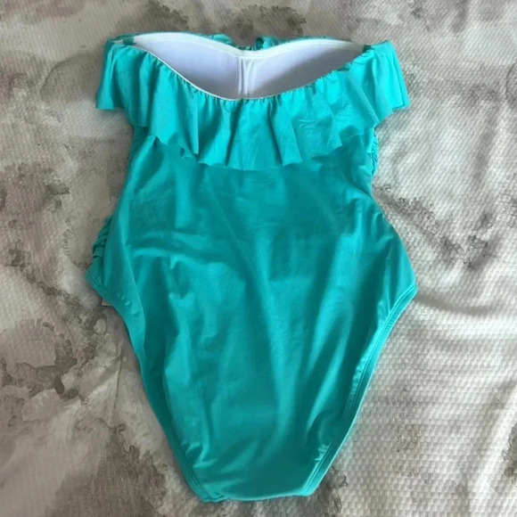 BLEU ROD BEATTIE KORE RUFFLED BANDEAU ONE PIECE SWIMSUIT SIZE 10 - Picture 5 of 8